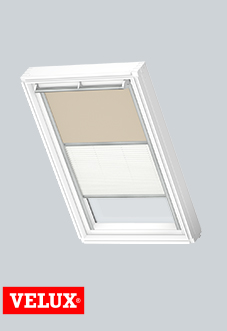 Duo Blind (Blackout), 4556 Beige & 1016 White - VELUX Loft Blind